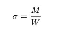 σ=MW\sigma = \frac{M}{W}σ=WM